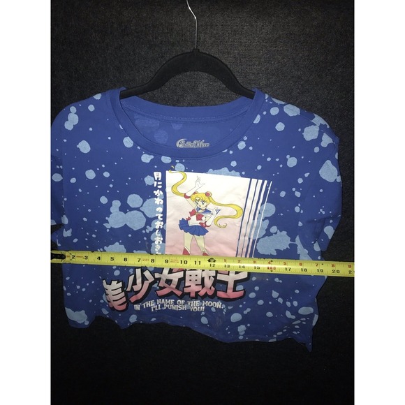 Sailor Moon Shirt Women's 2XL Blue Crop Splatter Princess Serena Anime *Flaw - Picture 7 of 8